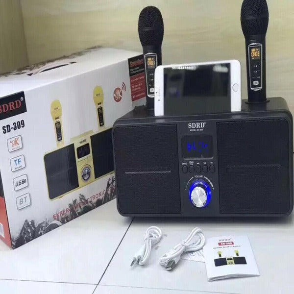 SDRD SD309 Wireless Bluetooth Karaoke 2PCS Microphone Speaker Handheld Mic Portable Singing SDRD SD309 Wireless Bluetooth Karaoke 2PCS Microphone Speaker Handheld Mic Portable Singing